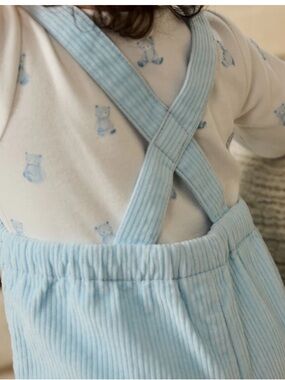 Blue Bear Cord Dungarees and Bodysuit Set by Next Size 6-9 Months